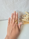 Bague Feuille d'Olivier – Plaqué Or & Acier Inoxydable Water resistant
