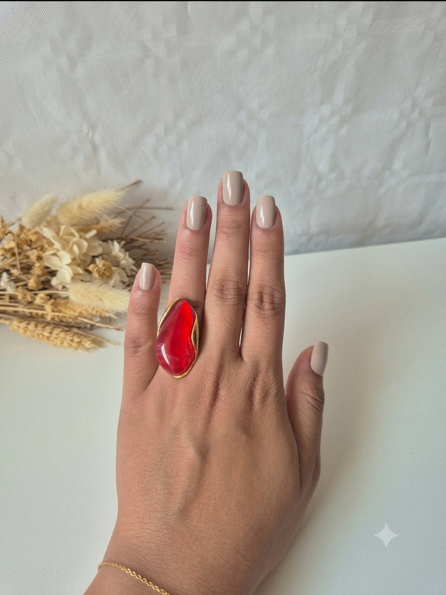 Bague Ajustable Goutte d'Eau en Acier Inoxydable – Collection Organique