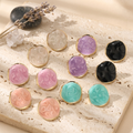 Boucles d'Oreilles Puces Rose Émail & Acier Doré 18 Carats (Résistantes à l'eau)