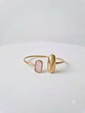 Bracelet Jonc Ouvert "Aura" en Acier Inoxydable – 2 Coloris (Rose & Cristal)