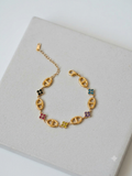Bracelet Maillons & Trèfles Porte-Bonheur en Plaqué Or 18K
