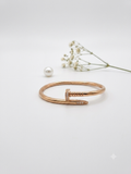 Bracelet Femme Clou en Acier Inoxydable Doré Rose avec Strass