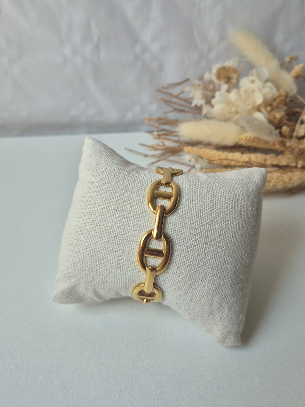 Bracelet Chaîne Ovale en Acier Inoxydable Doré – Élégant & Intemporel