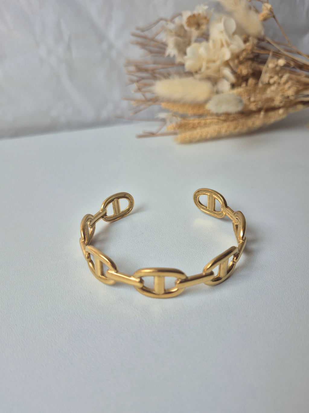 Bracelet Chaîne Ovale en Acier Inoxydable Doré – Élégant & Intemporel