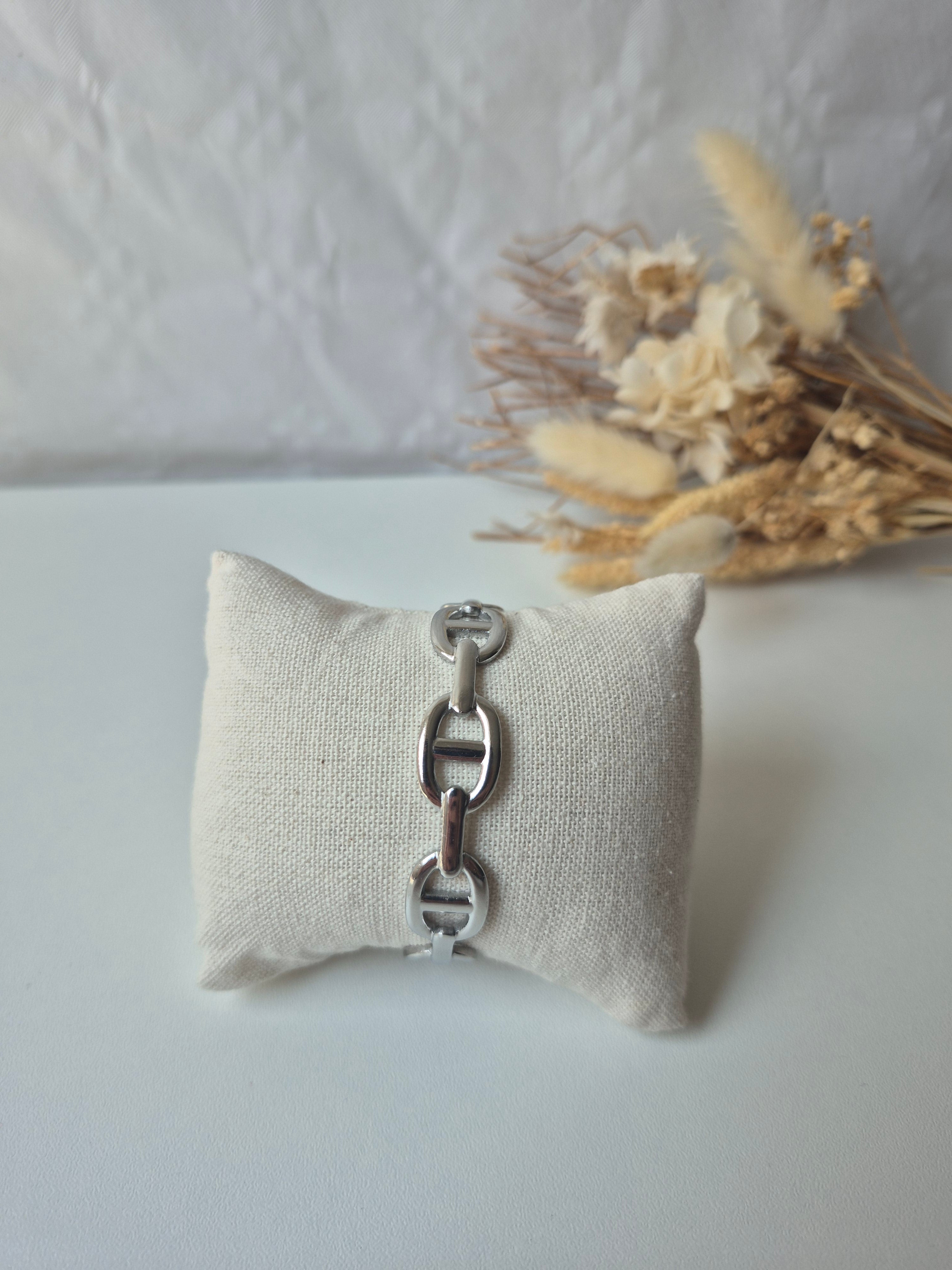 Bracelet Maille Marine en Acier Inoxydable – Finition Argentée
