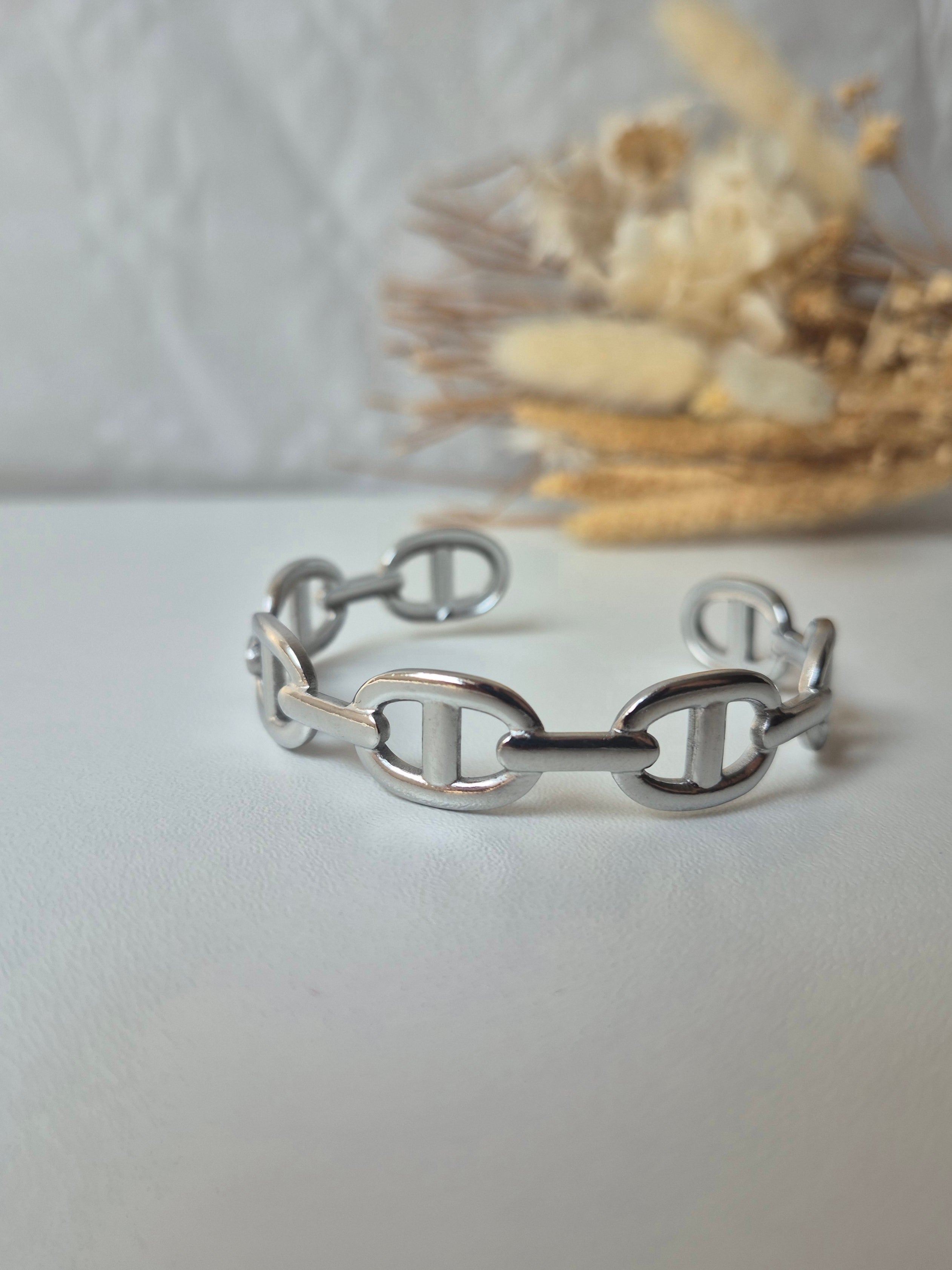 Bracelet Maille Marine en Acier Inoxydable – Finition Argentée