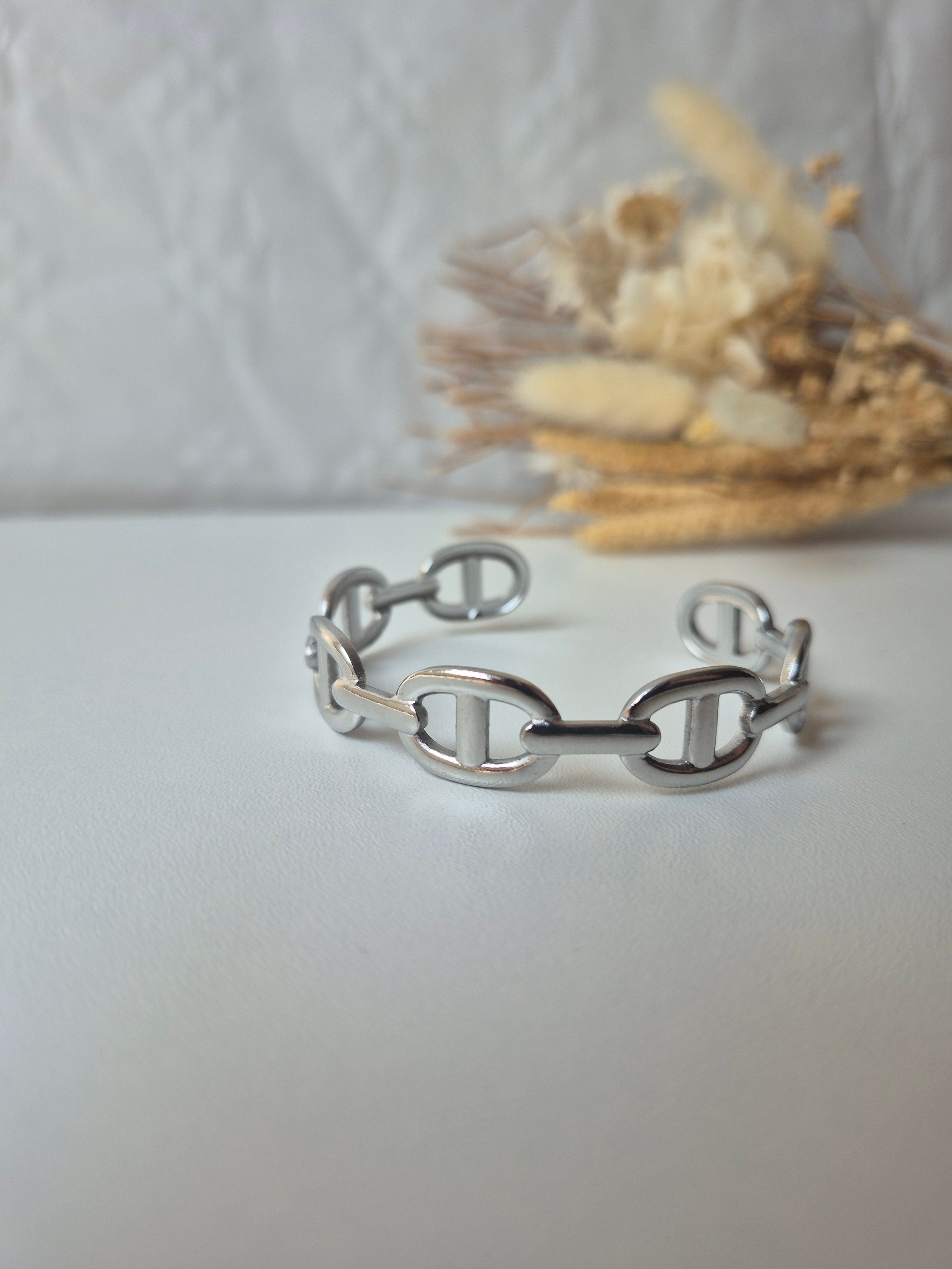 Bracelet Maille Marine en Acier Inoxydable – Finition Argentée
