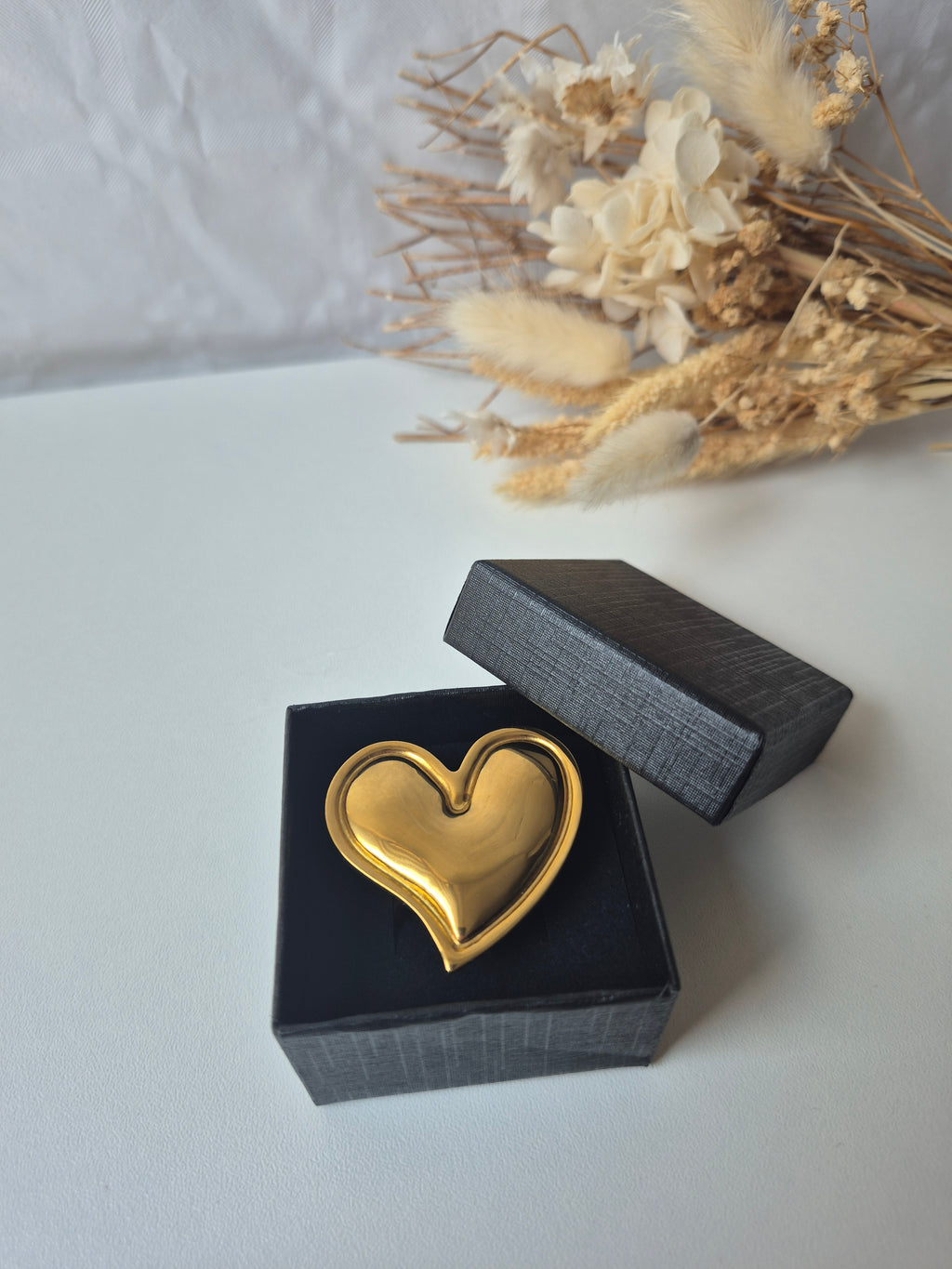 Bague Cœur Bombé XXL "Amour" – Acier Inoxydable & Plaqué Or 18K