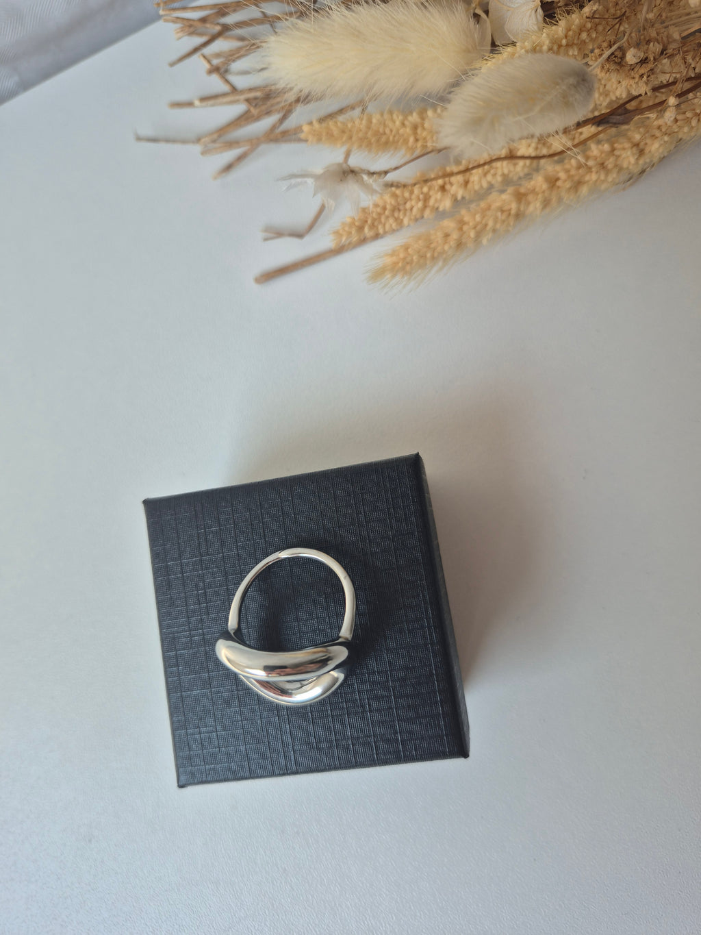 Bague Ajustable Femme en Acier Inoxydable | Anneau Large Ondulé