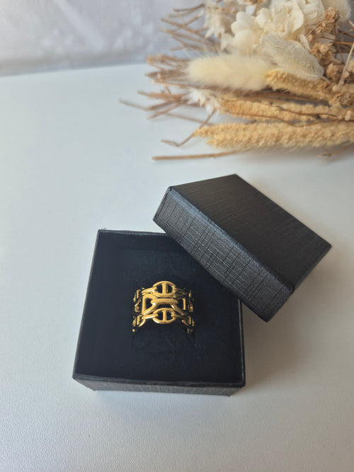 Bague Ajustable Maille Marine en Acier Inoxydable – Doré