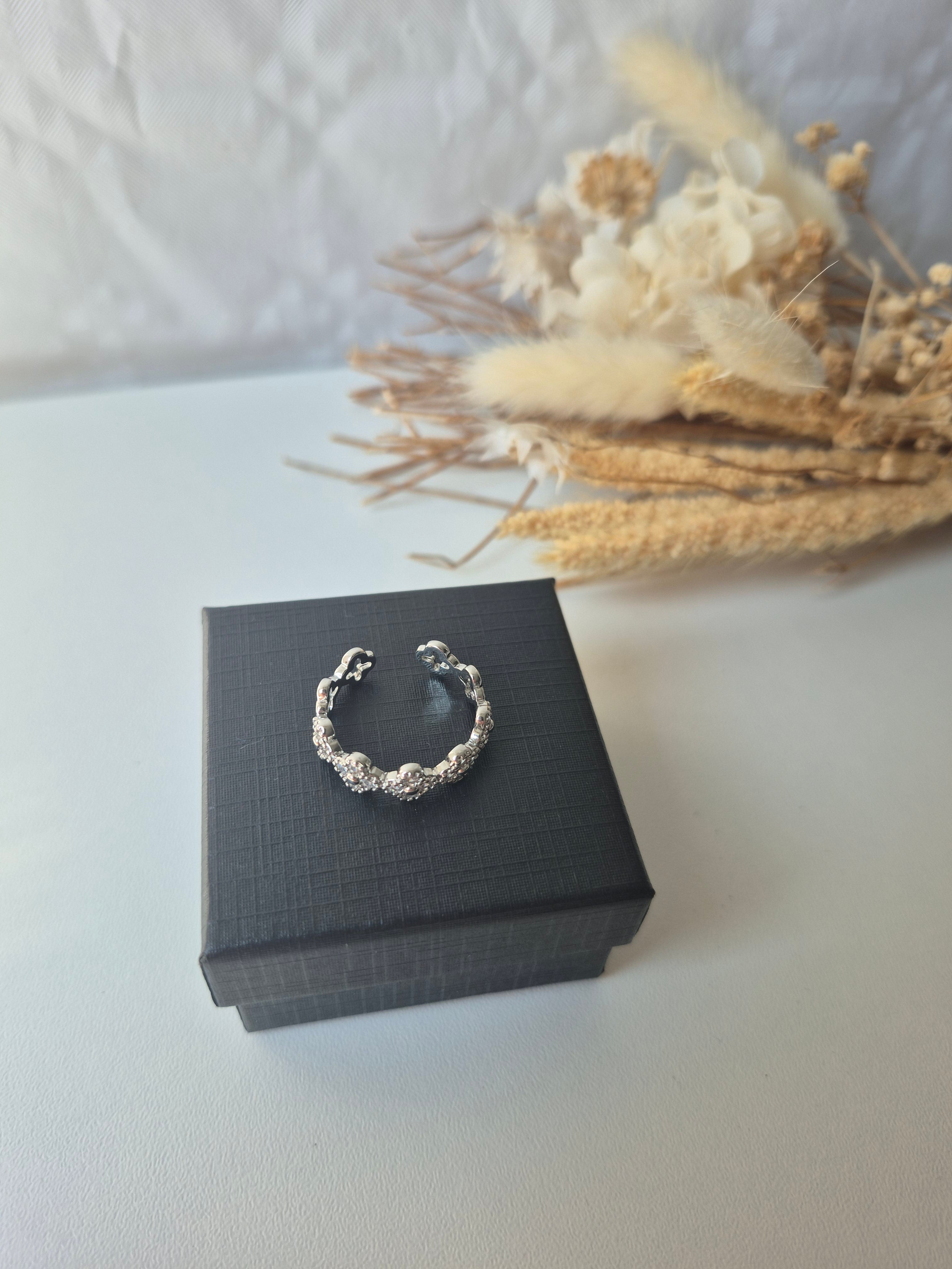 Bague Vintage Plaquée Or 18K Ajustable – Zircon Brillant – Taille Réglable