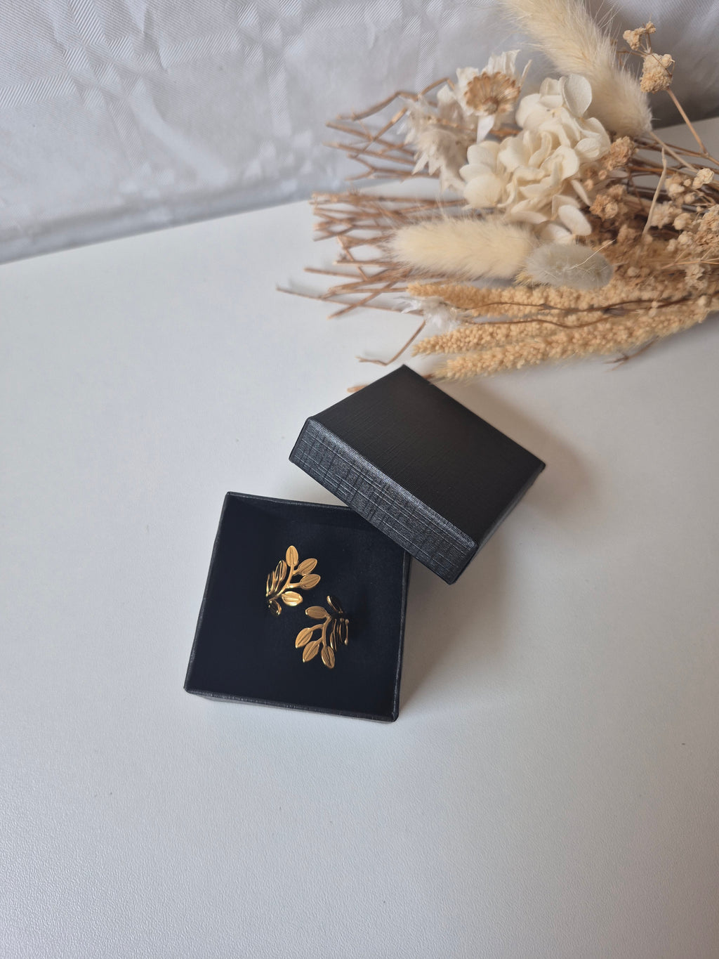 Bague Feuille d'Olivier – Plaqué Or & Acier Inoxydable Water resistant