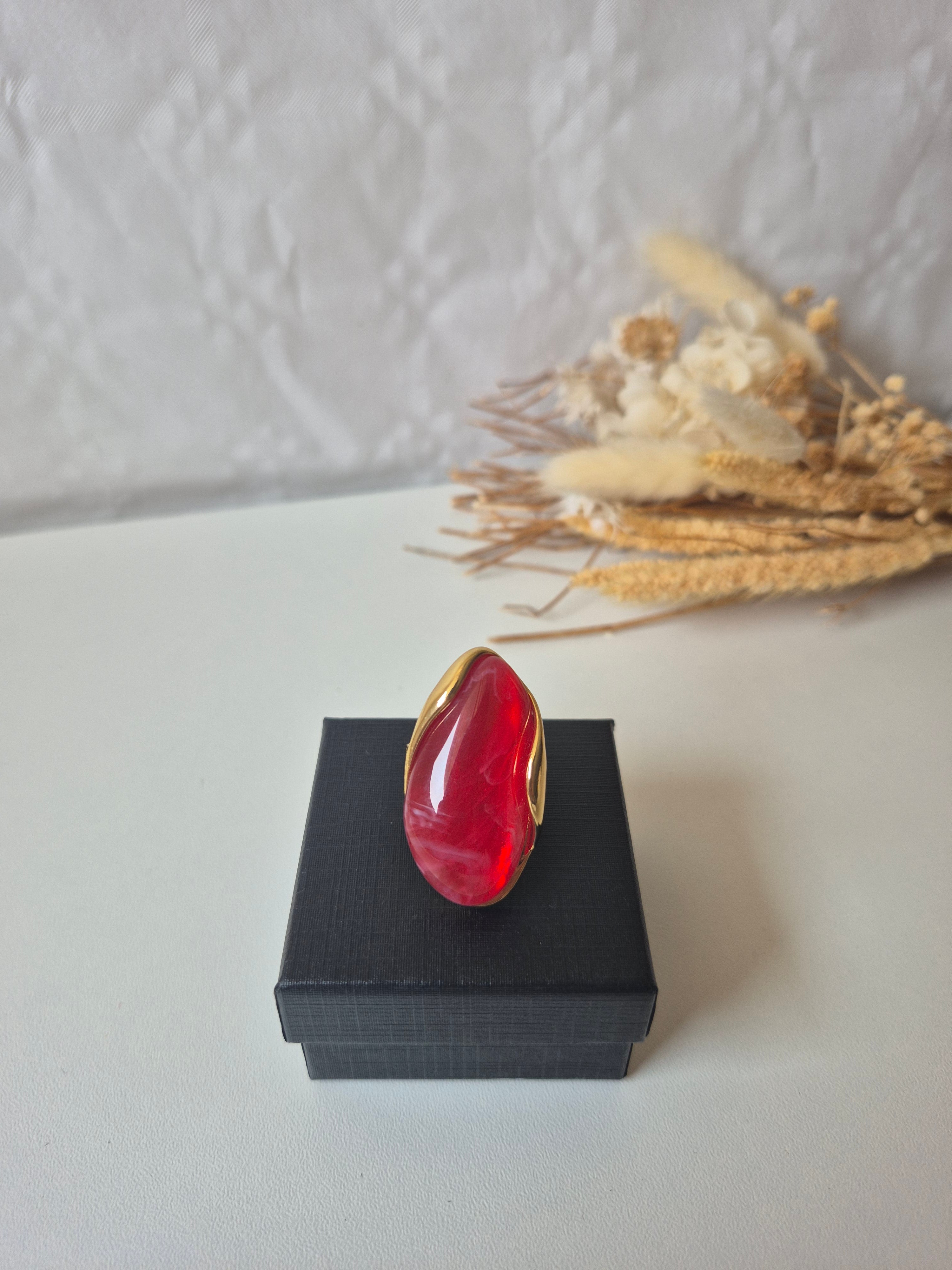 Bague Ajustable Goutte d'Eau en Acier Inoxydable – Collection Organique