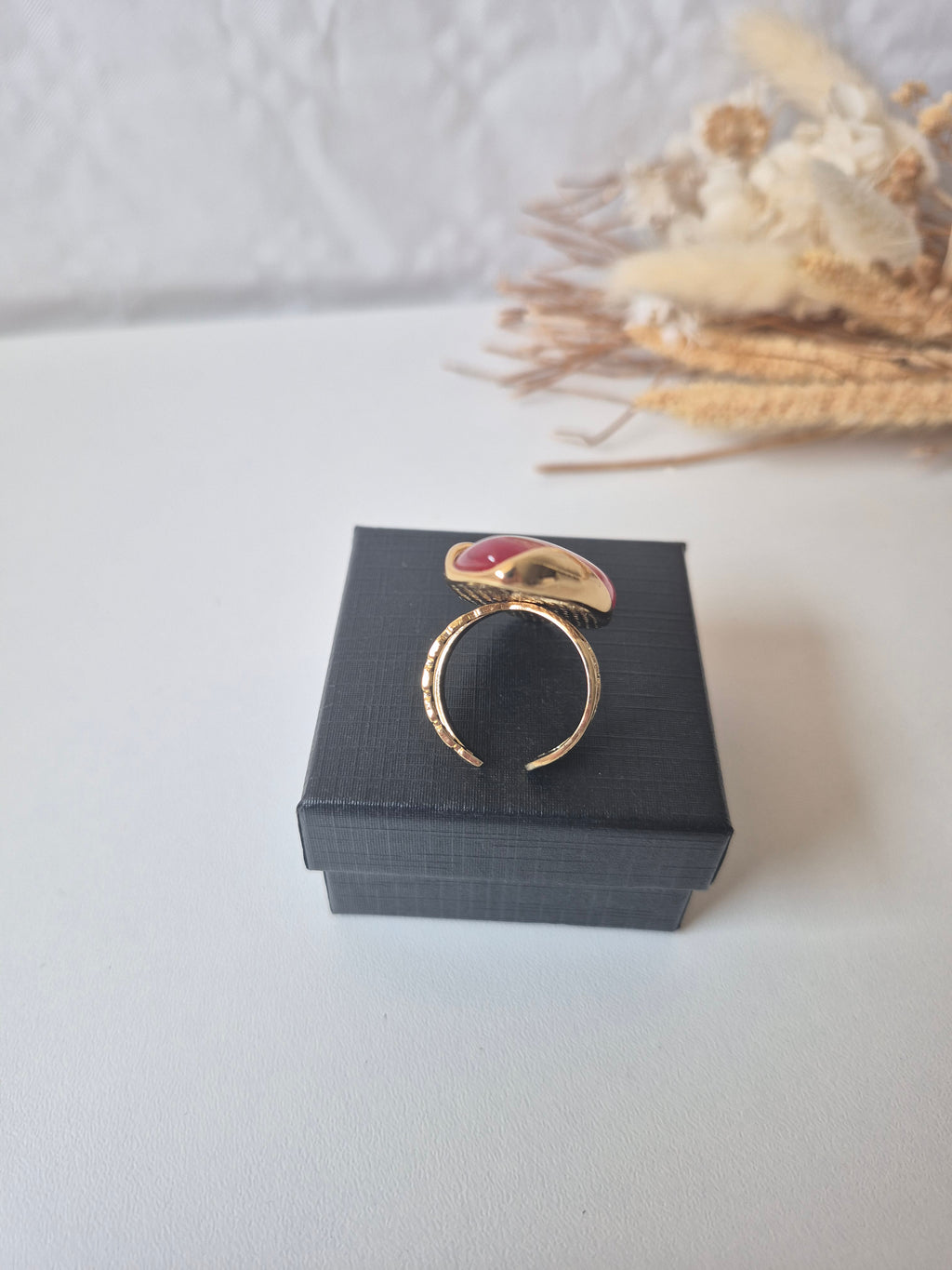 Bague Ajustable Goutte d'Eau en Acier Inoxydable – Collection Organique