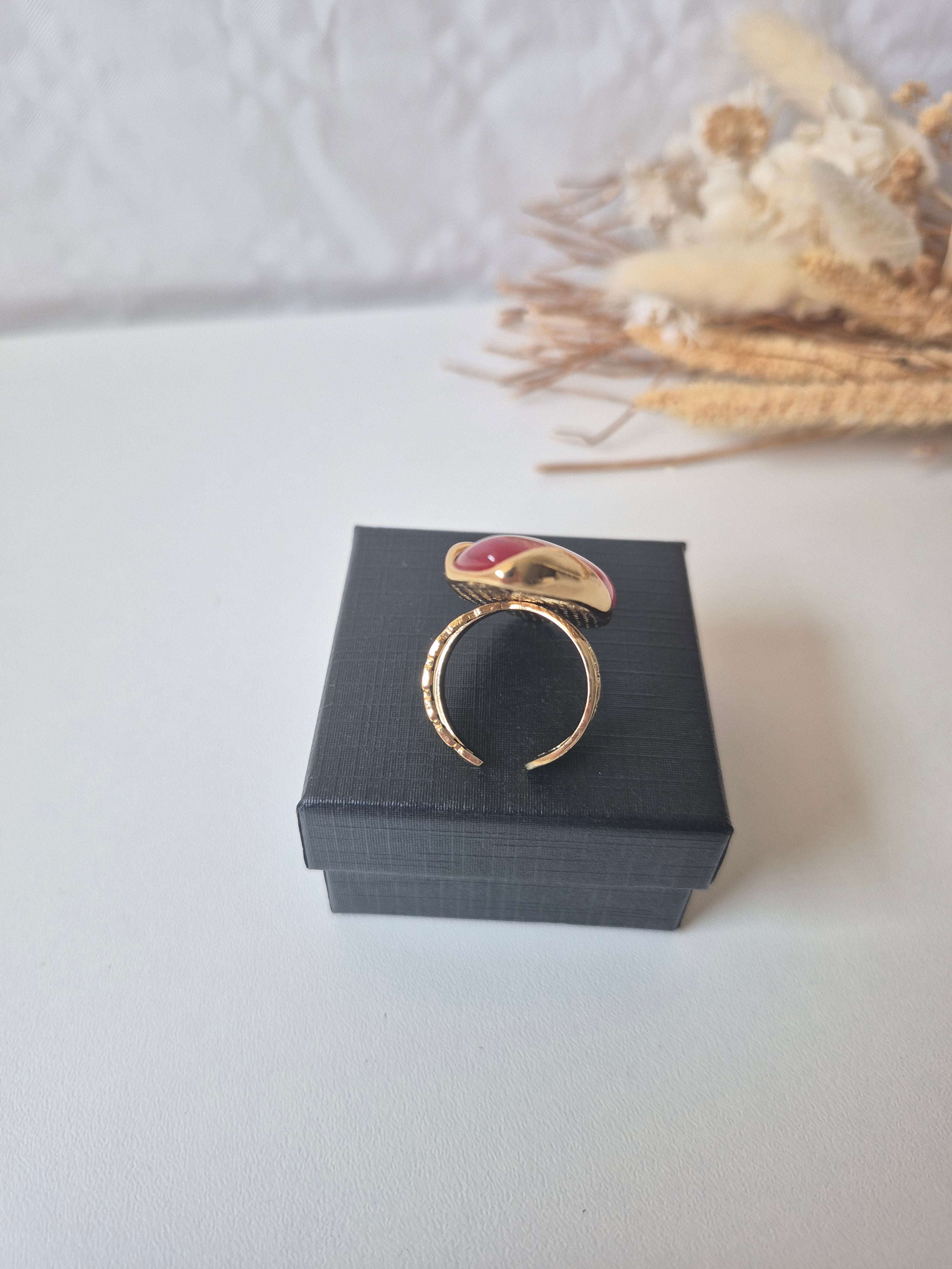 Bague Ajustable Goutte d'Eau en Acier Inoxydable – Collection Organique
