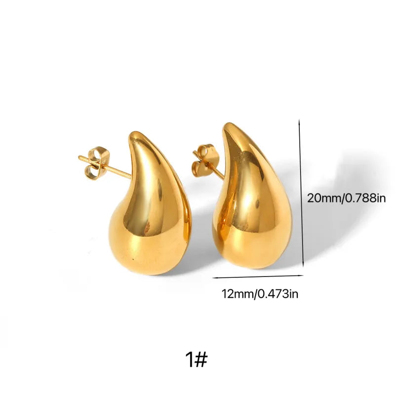 Boucles d'Oreilles Goutte d'Eau en Acier Inoxydable & Plaqué Or 18K