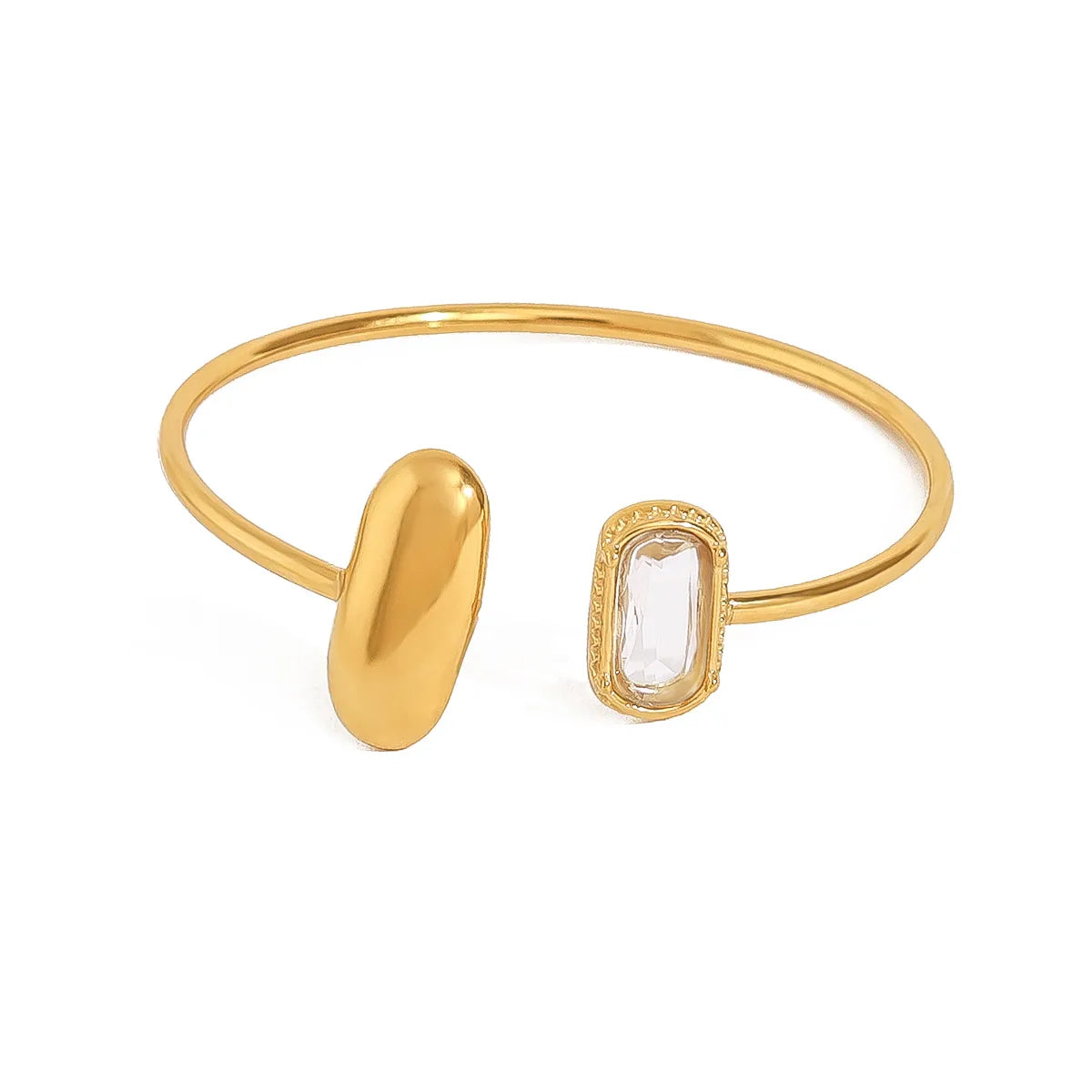 Bracelet Jonc Ouvert "Aura" en Acier Inoxydable – 2 Coloris (Rose & Cristal)